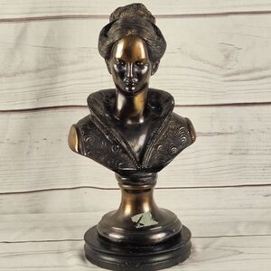 Antique Arnoldo Giannelli Brass Bronze Bust Statue Vintage Art Decor